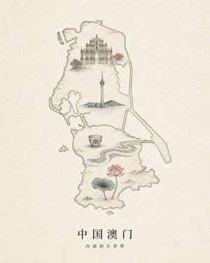 Vintage Macau Map Poster preview