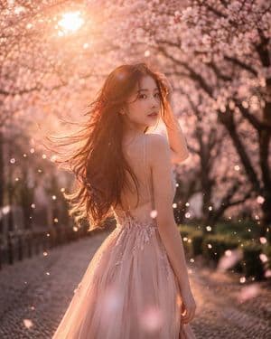 Cinematic Spring Portrait in Cherry Blossoms preview