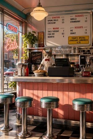 Retro Diner with Cat Cashier preview