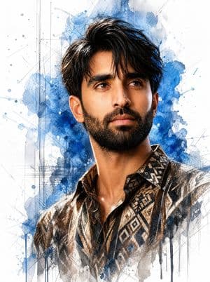 Mixed-Media Watercolor Male Portrait preview