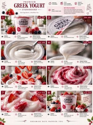 Premium Yogurt Commercial Storyboard preview