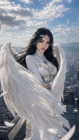 Modern Angel Rooftop Portrait preview
