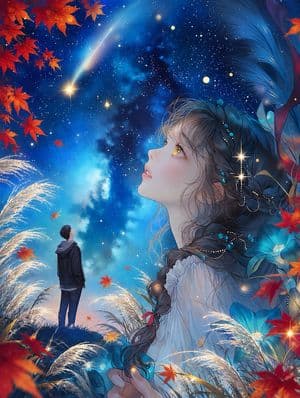 Autumn Night Sky Anime Fantasy preview