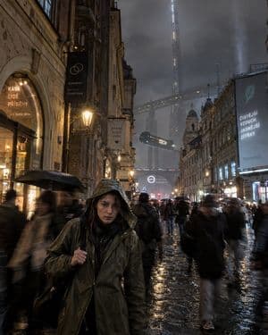 Rainy Cyberpunk Prague Street preview
