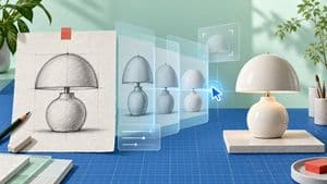 AI Product Sketch to Lamp Render preview