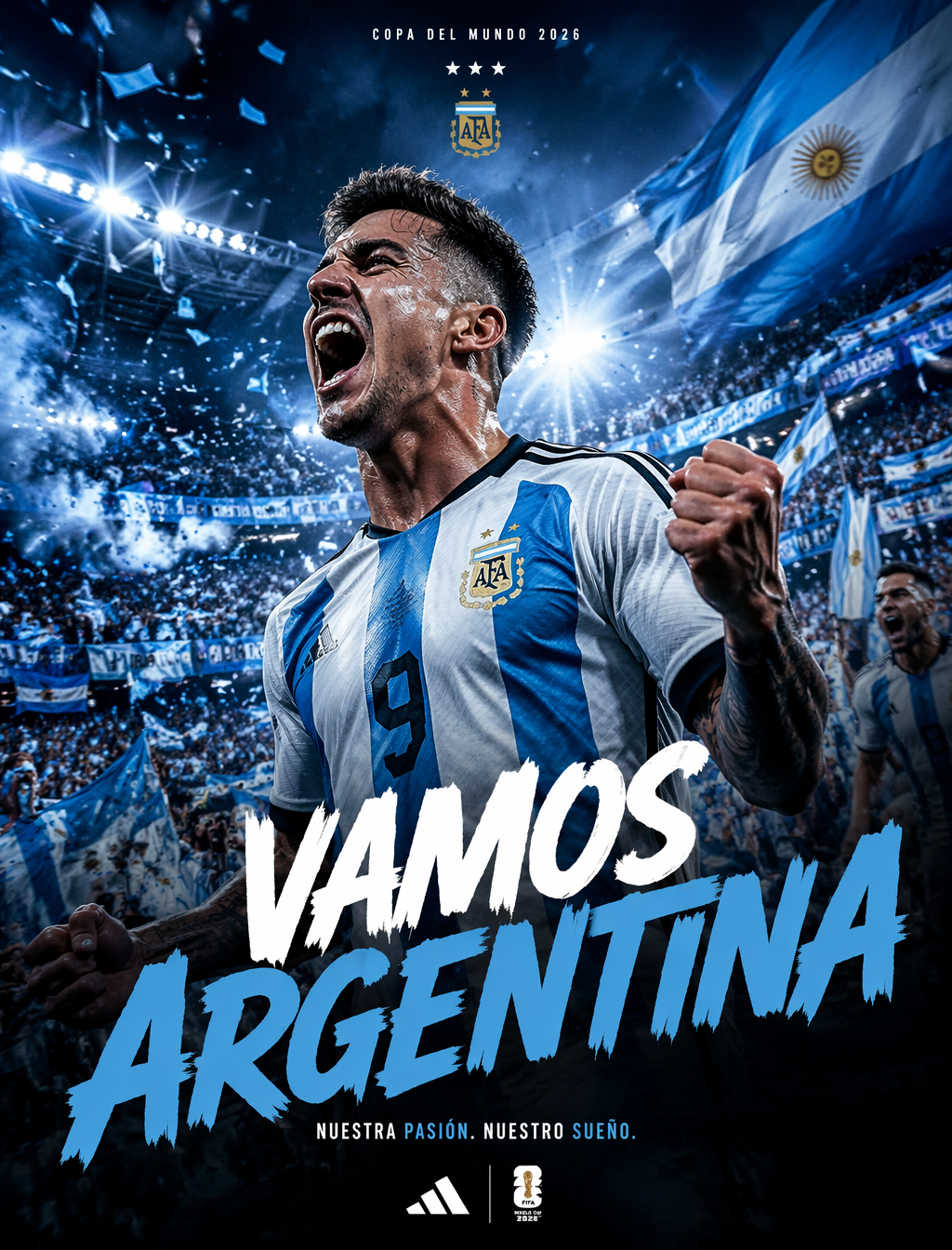 argentina-vamos-diagonal-fan-poster - AI image template preview