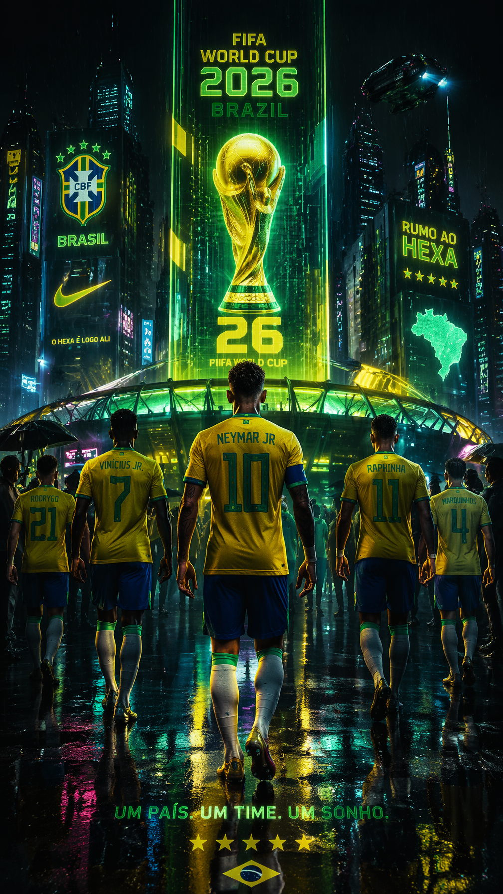 cyberpunk-neon-brazil-world-cup-poster - AI image template preview