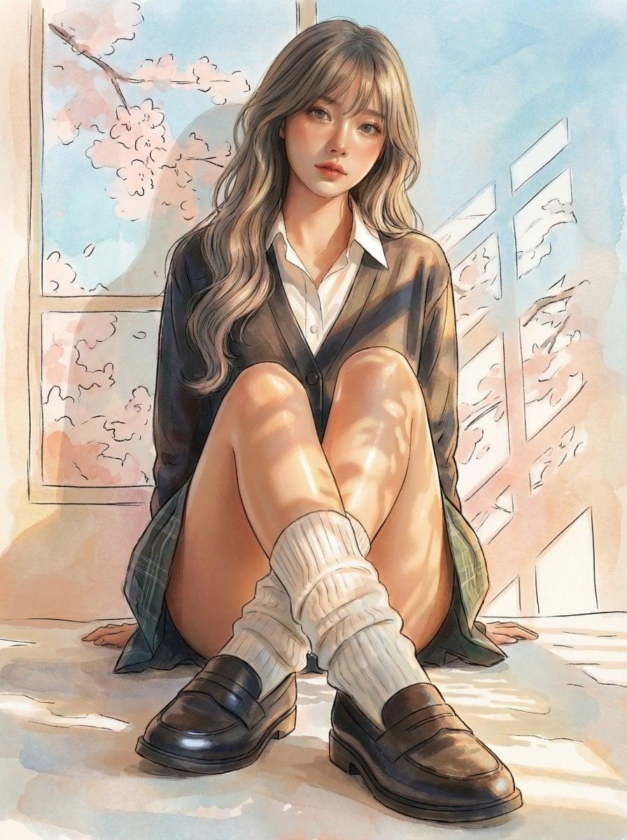 1 Pure anime illustration only - AI image template preview