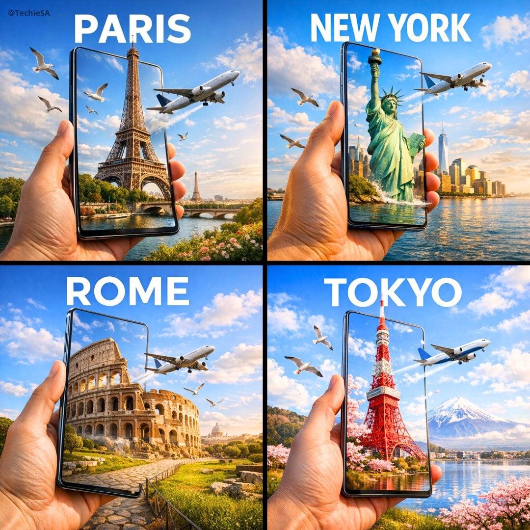 A hyper-realistic travel advertisement in square format 1080x1080 - AI image template preview