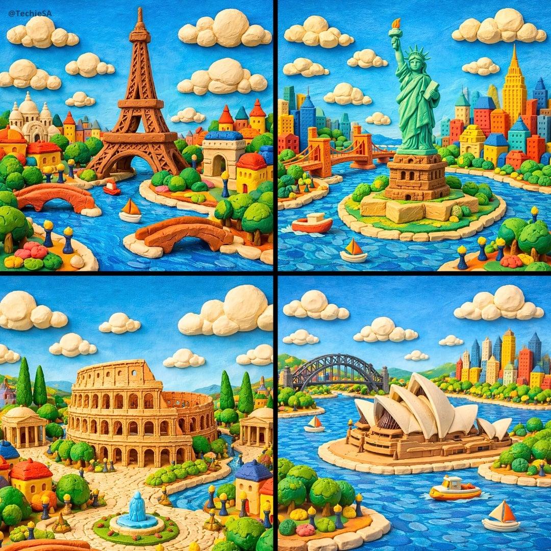 Whimsical miniature world featuring crafted entirely from colorful - AI image template preview