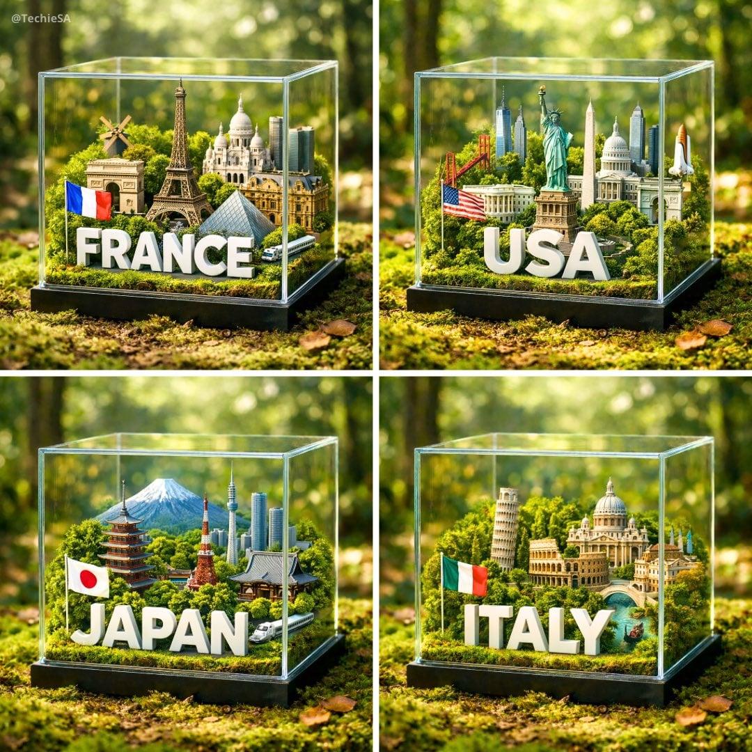 A hyper-realistic 1080x1080 photograph of a glass cube diorama placed - AI image template preview