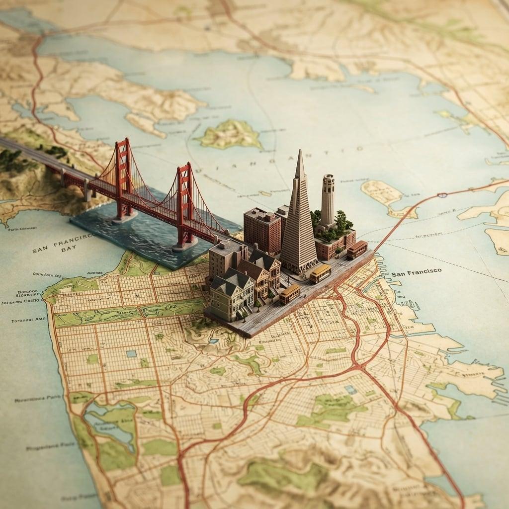 A realistic, highly detailed geographic map viewed from above - AI image template preview