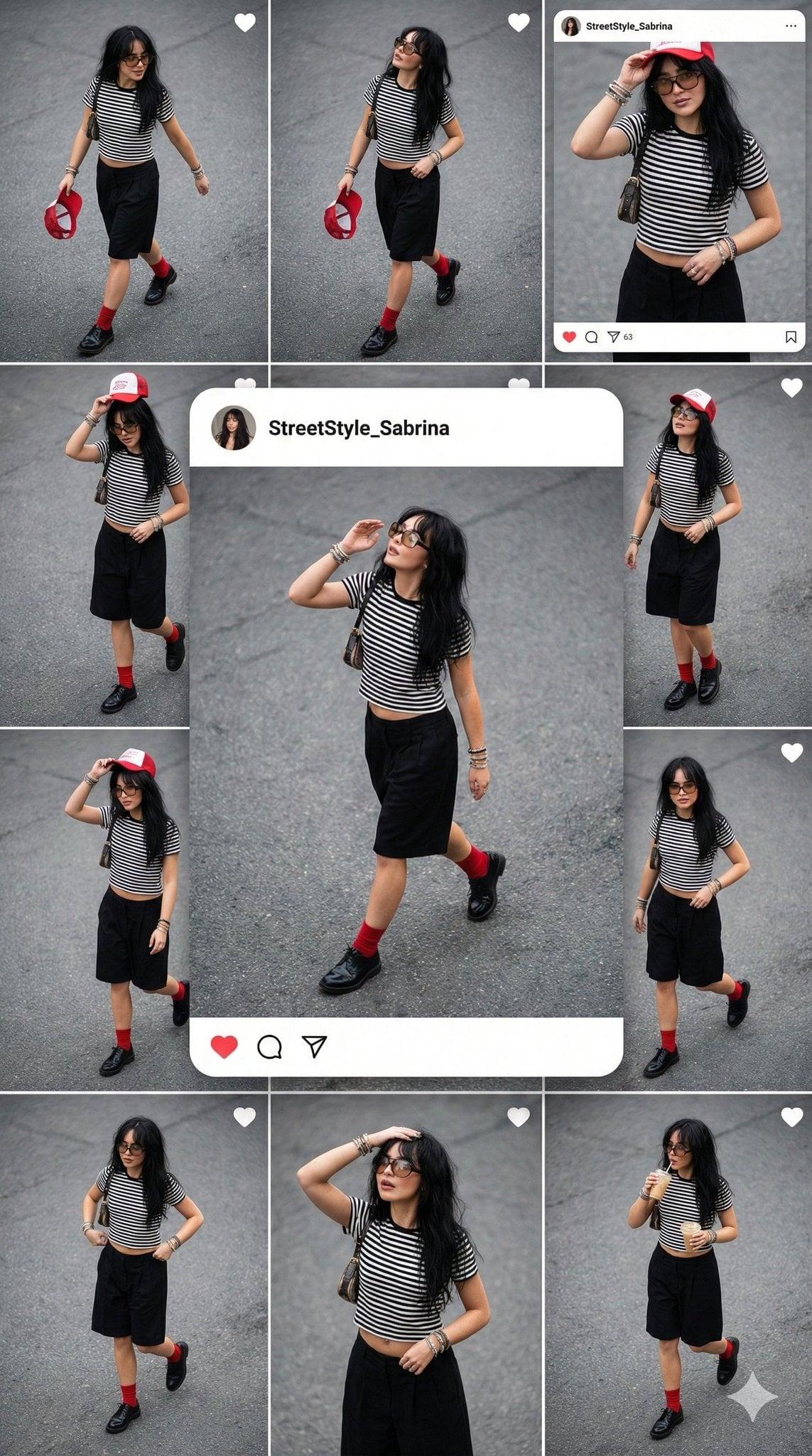 Natural lifestyle storytelling, varying poses across frames - AI image template preview