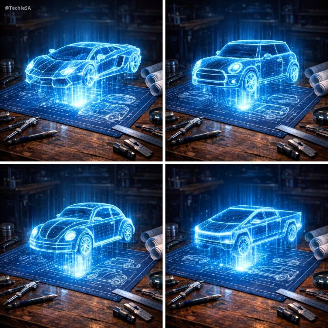 Hyper-realistic 3D holographic blueprint projection of a emerging - AI image template preview