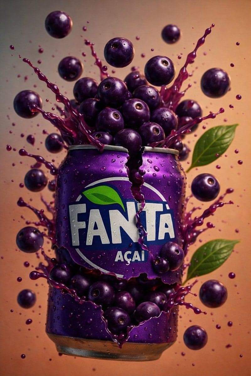 Multiple dark purple berries erupting from inside the can - AI image template preview