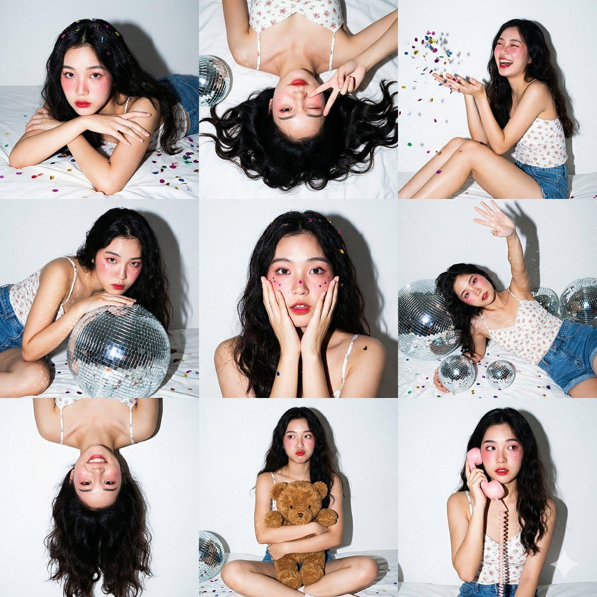3x3 Photo Collage / 9-Panel Grid - AI image template preview