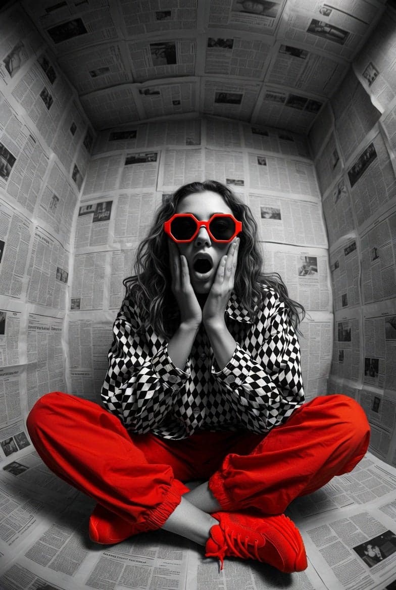 Hyper-realistic editorial photo shot at eye level with a 12mm ultra-wide - AI image template preview
