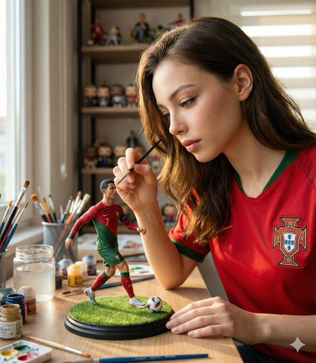 A hyper-realistic cinematic scene of a woman carefully painting - AI image template preview