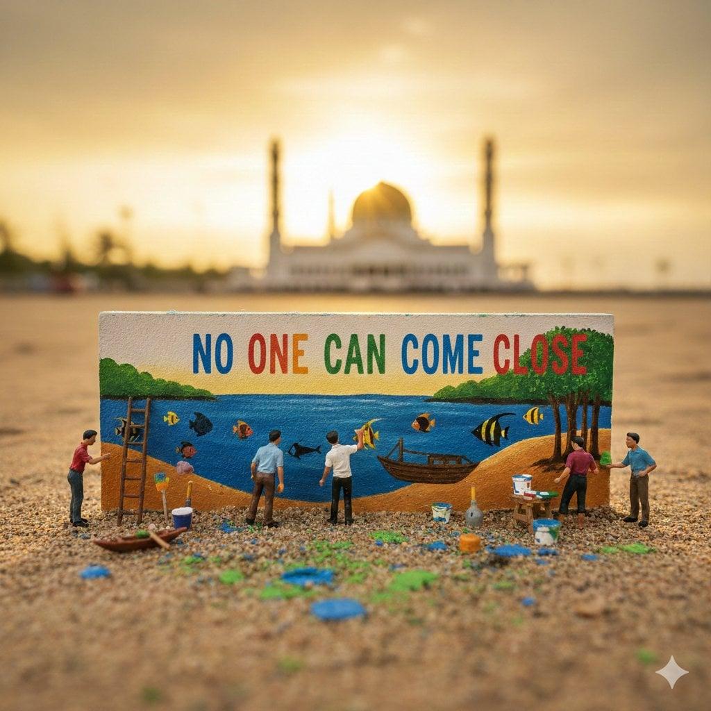 Artistic miniature diorama of youthful figurines collaboratively - AI image template preview