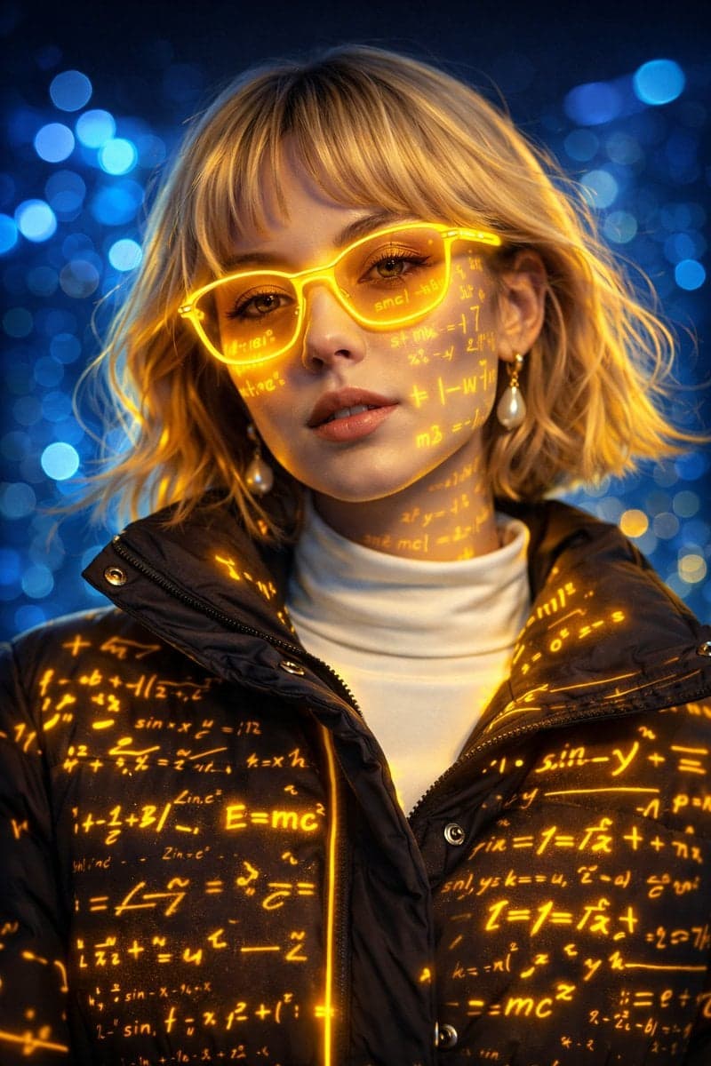 A futuristic cyber-aesthetic portrait of a young woman wearing glowing - AI image template preview