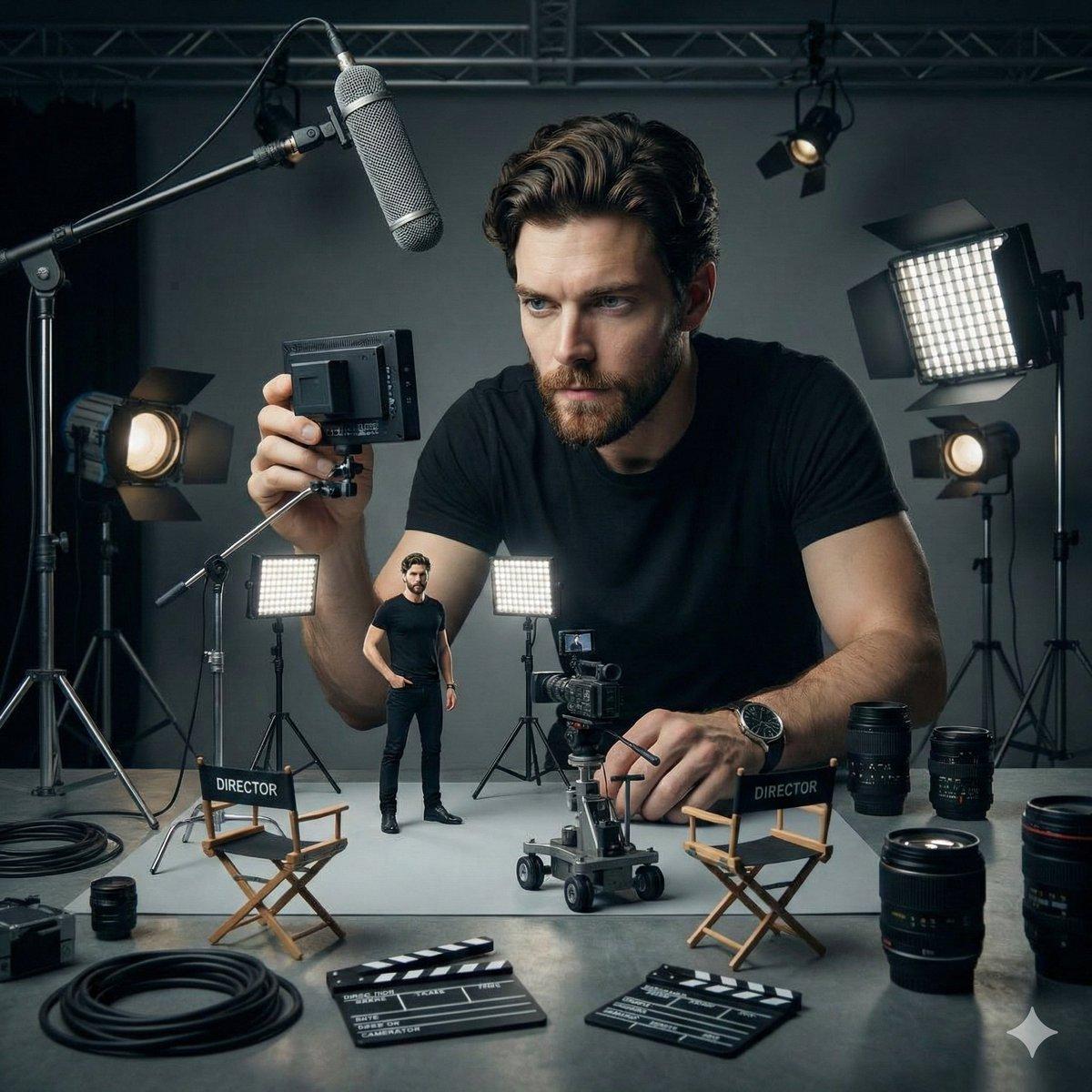 Ultra-realistic cinematic studio scene of a woman supervising preview