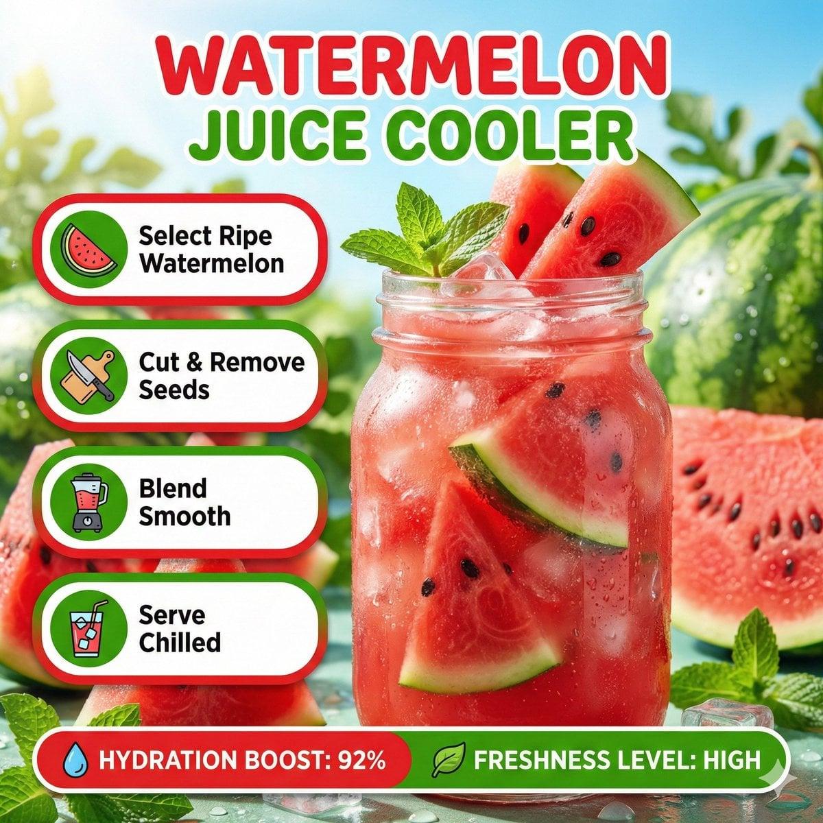 Bright summer infographic showcasing watermelon juice, icy texture - AI image template preview