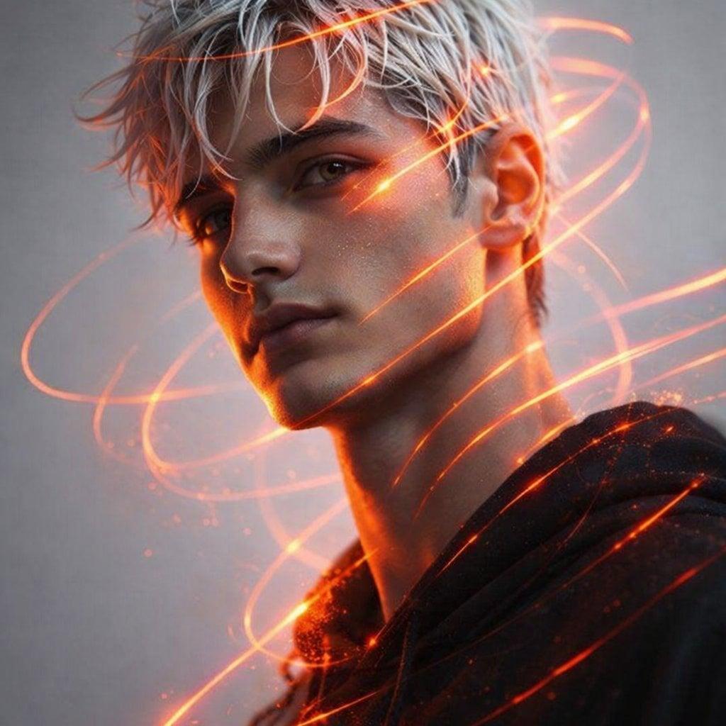 Portrait of a 21-year-old man of appearance with masculine facial - AI image template preview
