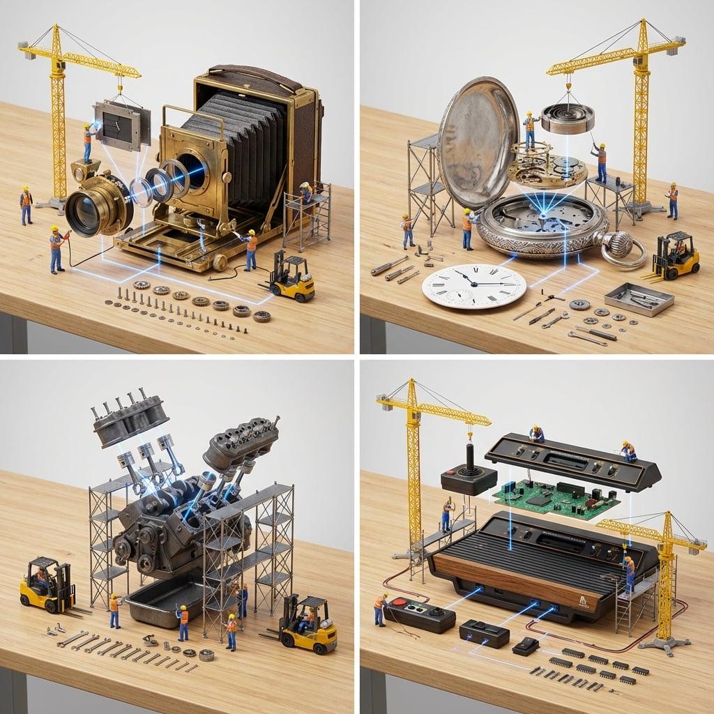 Input A is a Mechanical Device or Gadget e g, Vintage Camera, Mechanical - AI image template preview