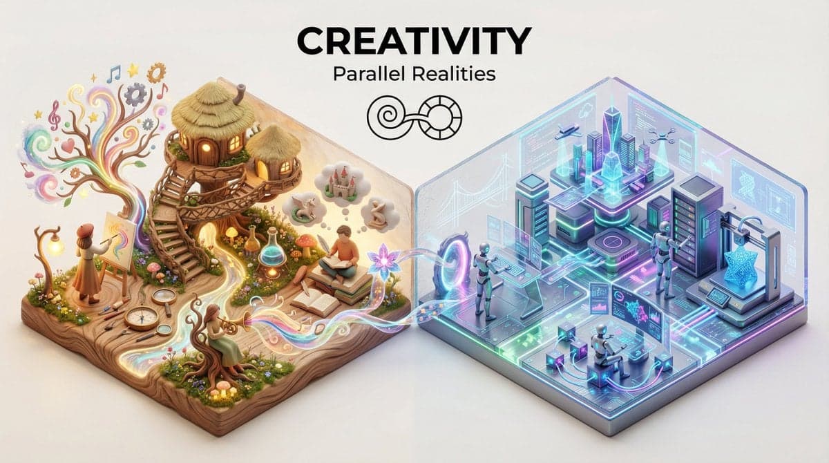 Present a clear, 45 top-down isometric miniature 3D split diorama - AI image template preview