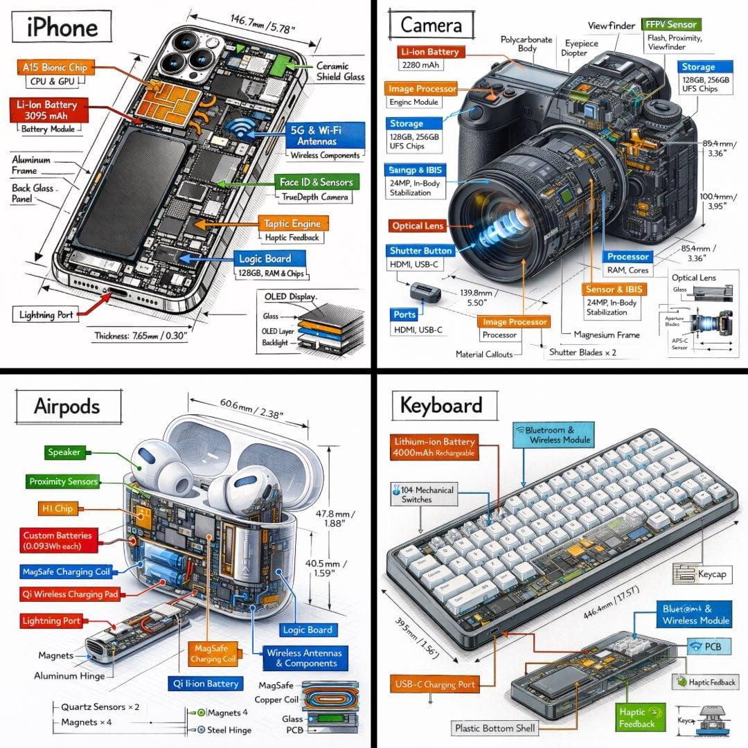 Technical infographic of with a 45-degree isometric 3D perspective - AI image template preview