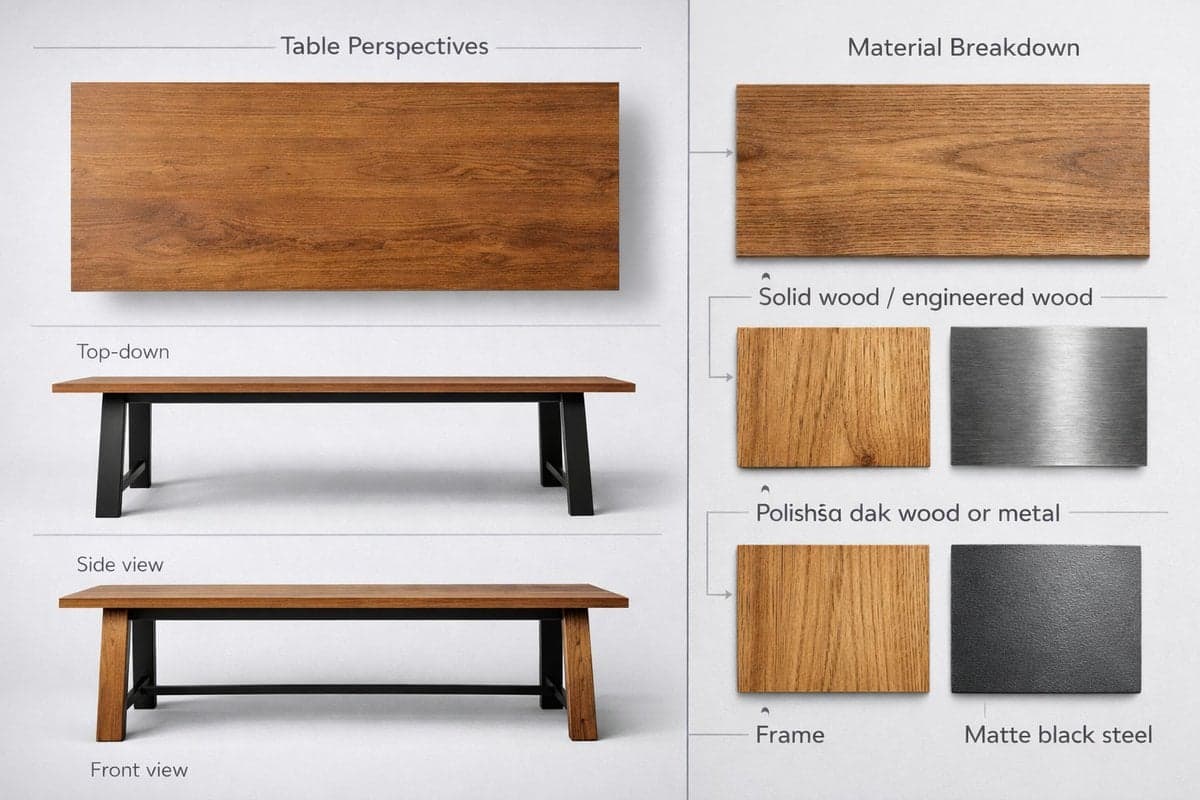 Detailed product showcase image of a table design with multiple - AI image template preview