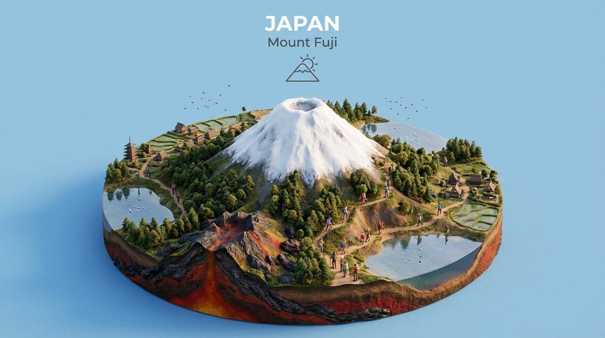 Isometric miniature 3D diorama highlighting the natural landmark - AI image template preview