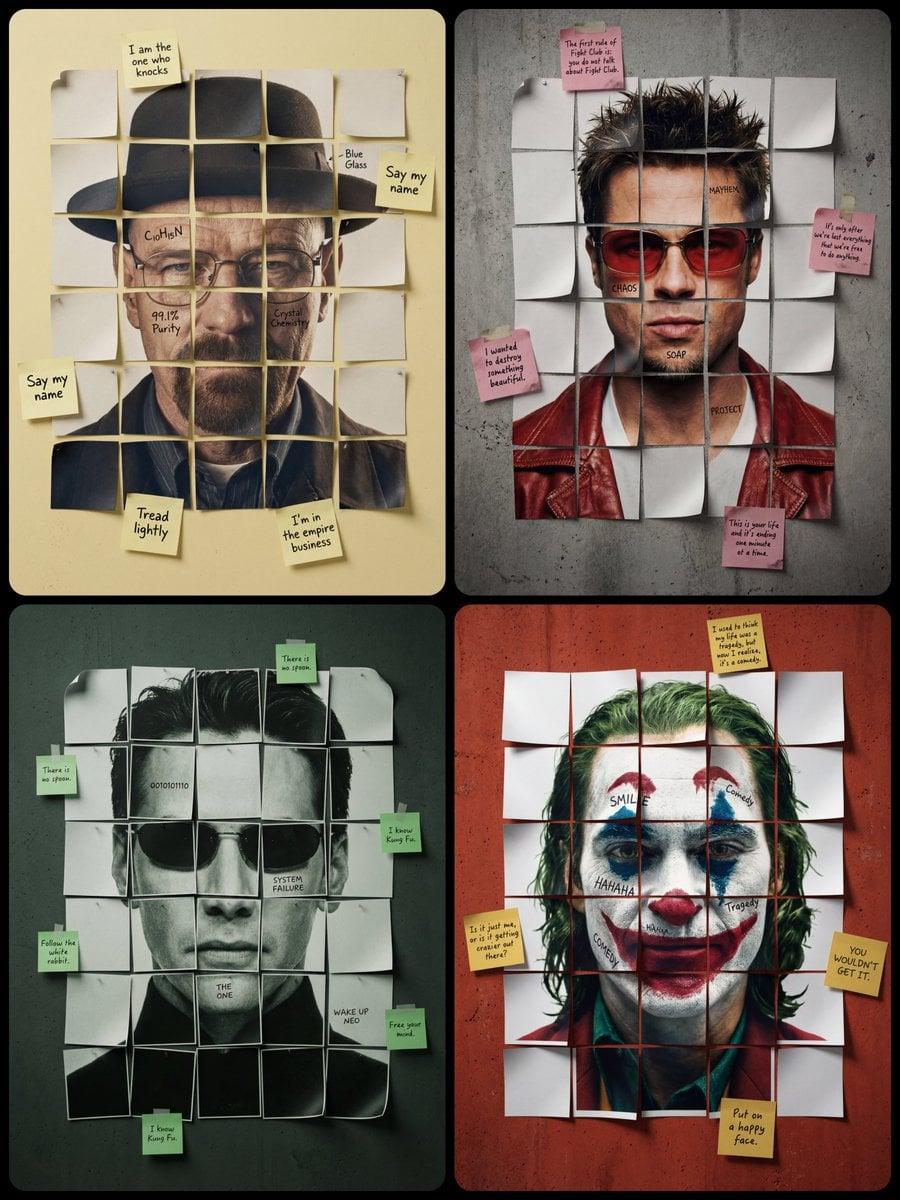 A minimalist cinematic colored poster featuring a s portrait - AI image template preview