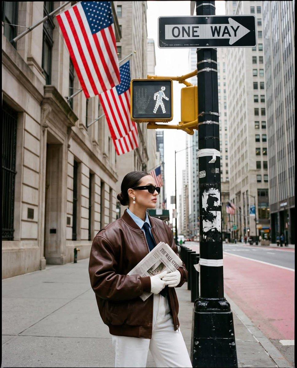 Ultra-realistic street fashion editorial photograph in New York City - AI image template preview
