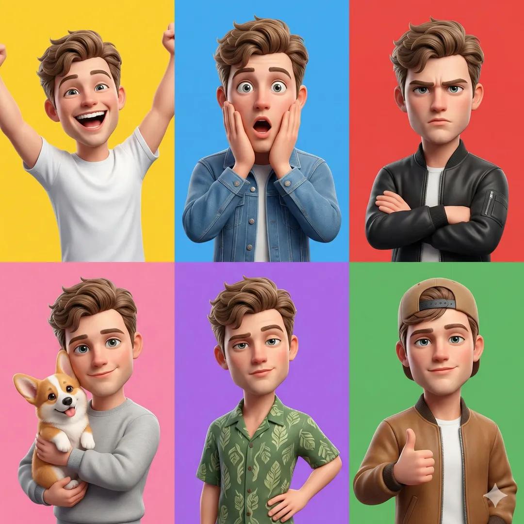 Pixar 6-Panel Streethero Expression Grid - AI image template preview