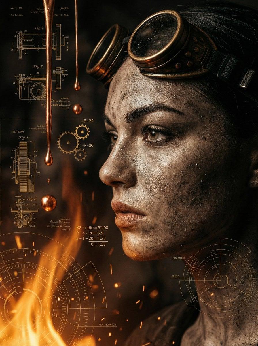 A cinematic close-up profile of a weathered women with a salt-and-pepper - AI image template preview