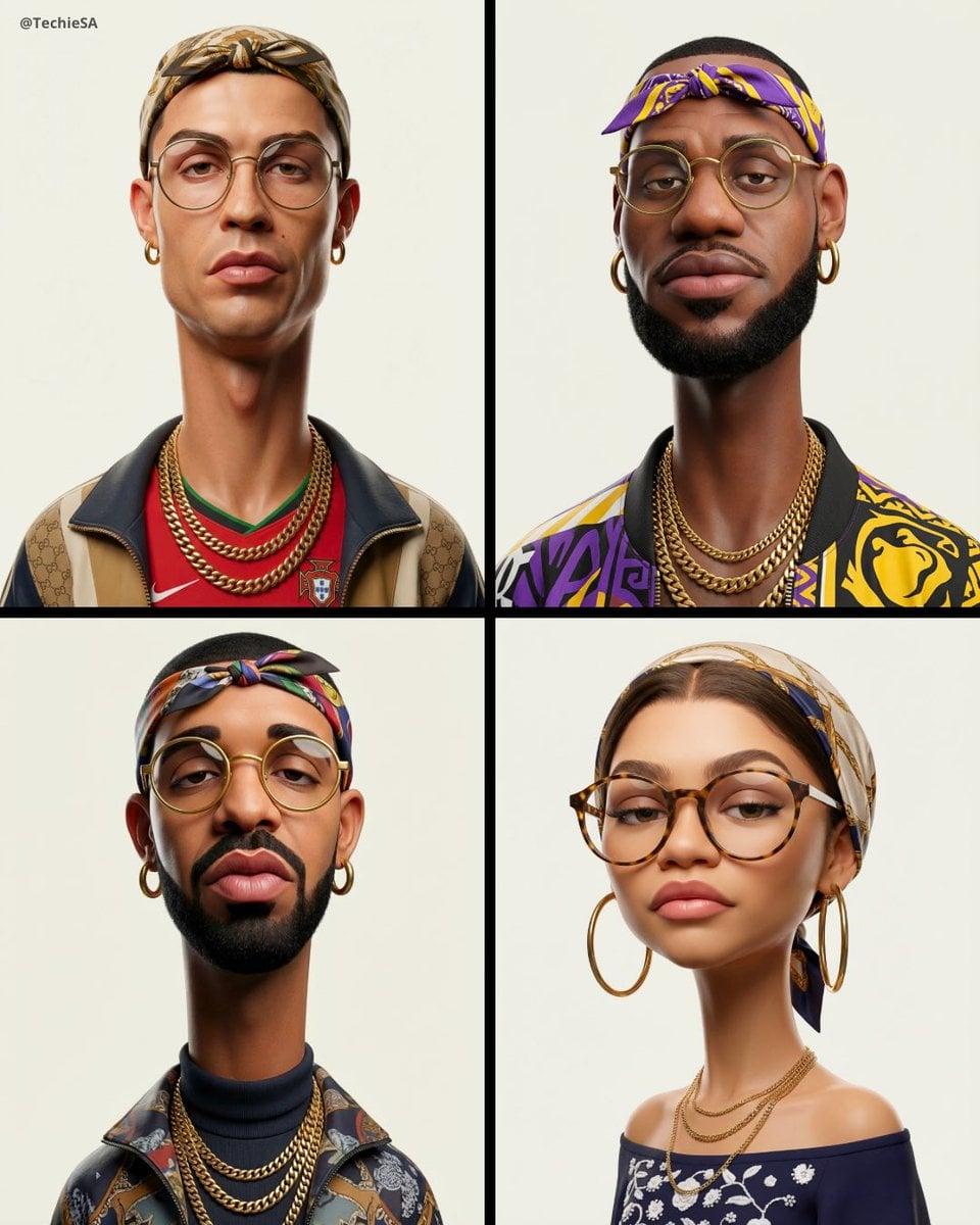 Exaggerated stylized 3D caricature character portrait with strong - AI image template preview