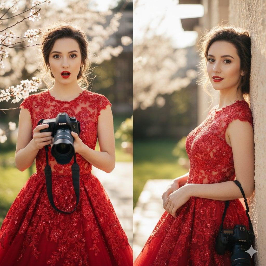 A young woman with an elegant, polished look - AI image template preview