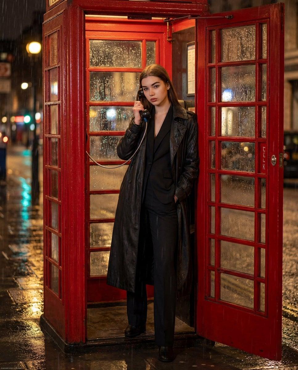 Ultra-photorealistic cinematic night scene of a confident woman standing - AI image template preview