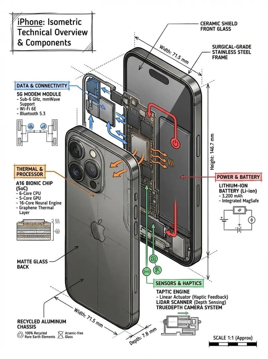 Technical infographic of with a 45-degree isometric 3D perspective - AI image template preview