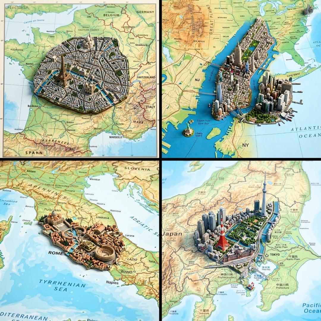 Ultra-realistic top-down geographic map with precise cartographic - AI image template preview