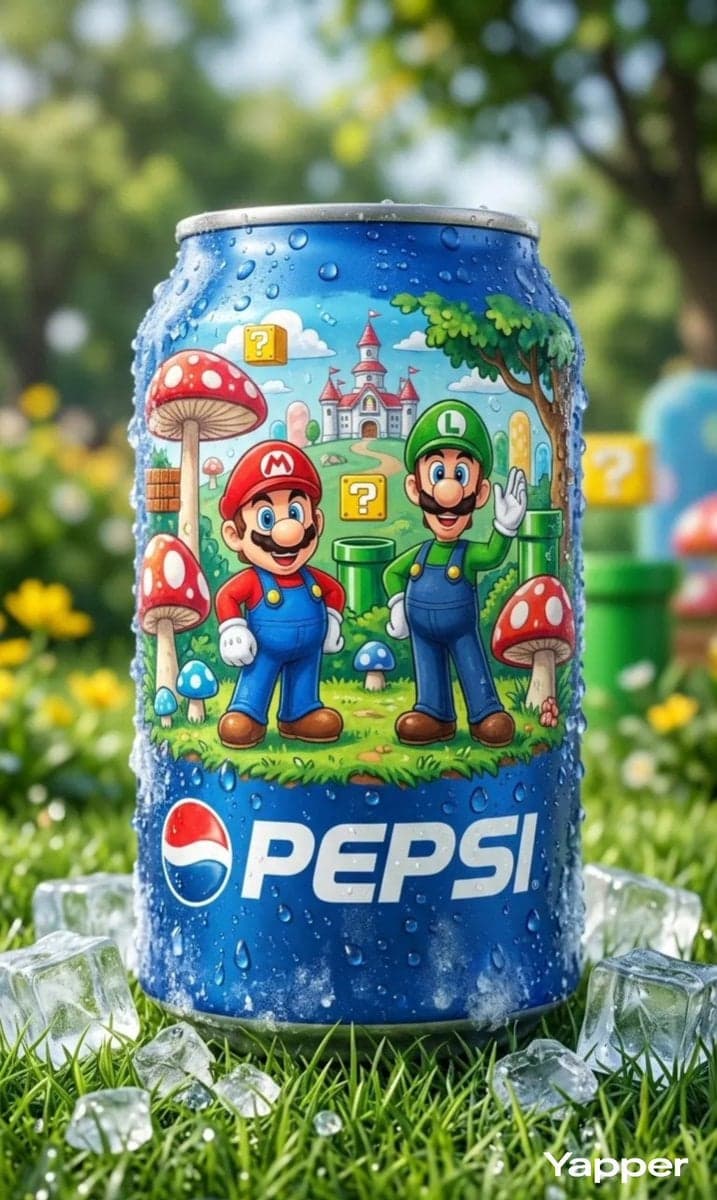 Ultra-realistic product photography of a chilled blue Pepsi can placed - AI image template preview