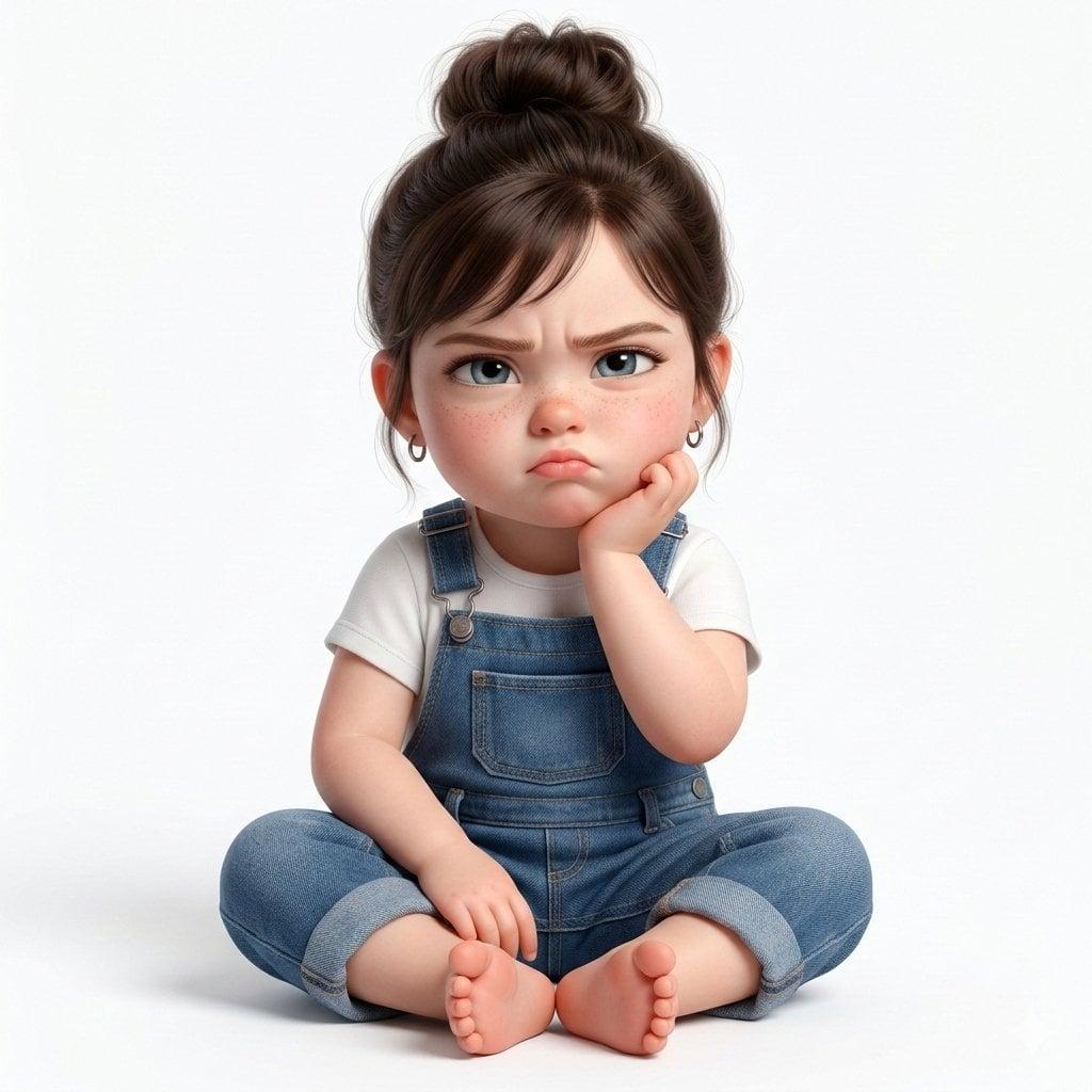 Super cute, hyper-realistic 3D render of a toddler girl who is a younger - AI image template preview