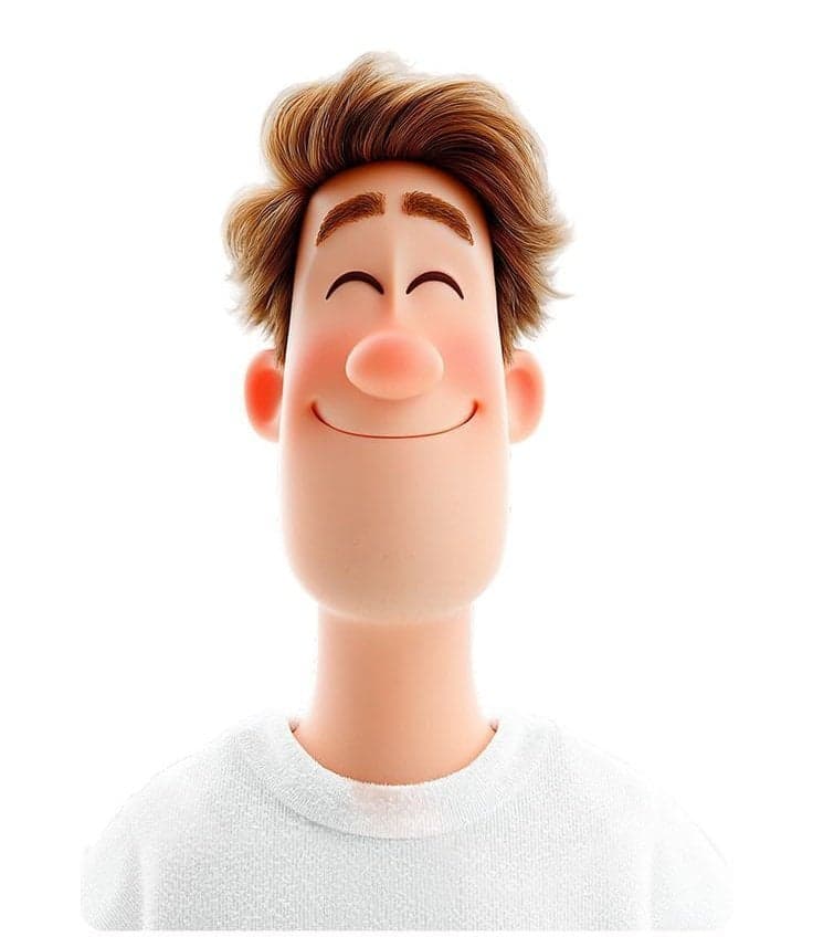 3D avatar of a man, with a happy face on a white background, no necks - AI image template preview