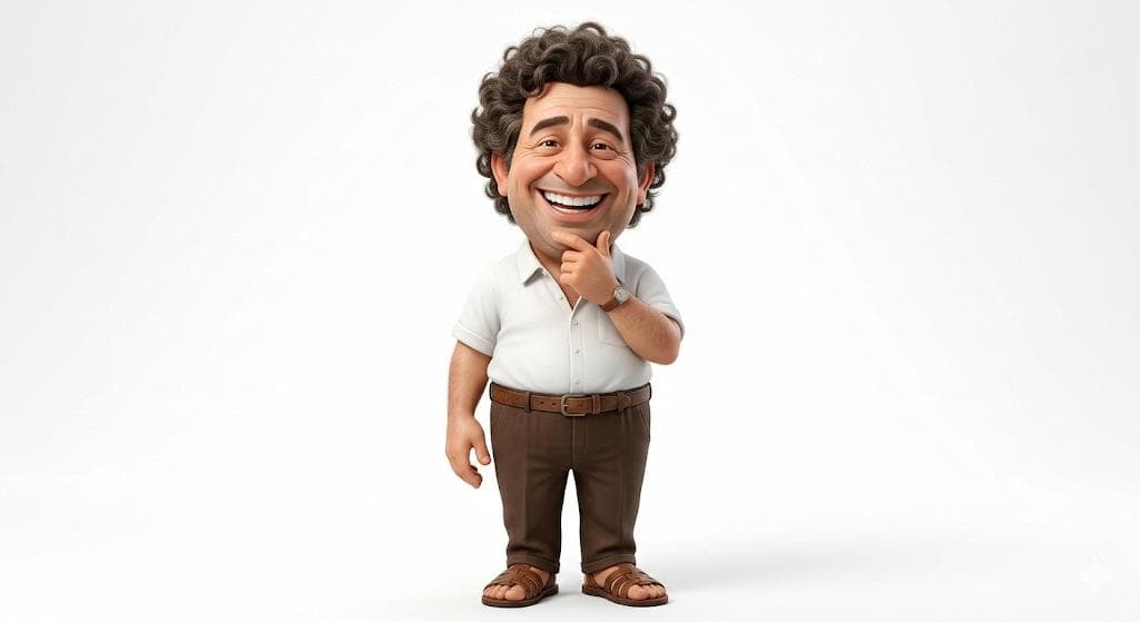 A highly detailed 3D caricature of a cheerful man with an oversized - AI image template preview