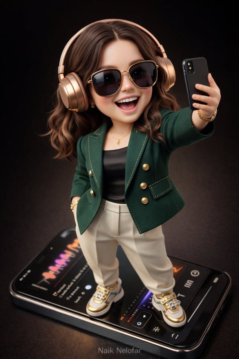 High-detail 3D semi-realistic chibi character with slightly exaggerated - AI image template preview
