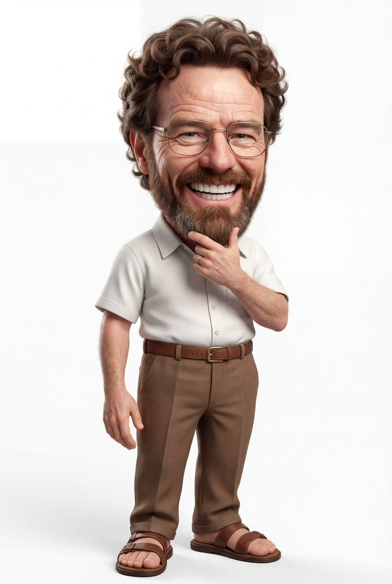 A highly detailed 3D caricature of a cheerful man with an oversized - AI image template preview