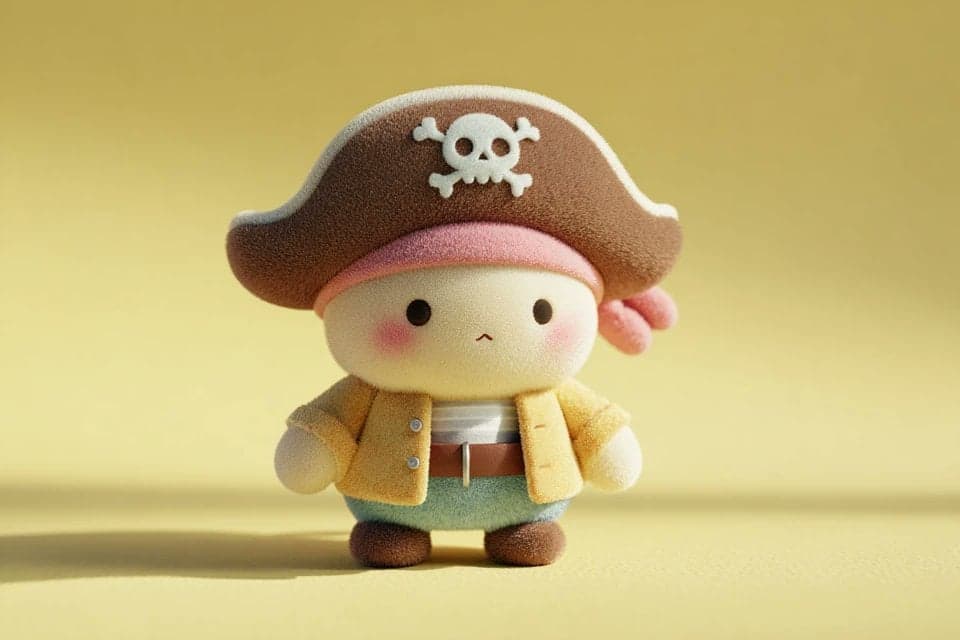 A cute full-body plush toy, plush doll art, stylized 3D character - AI image template preview