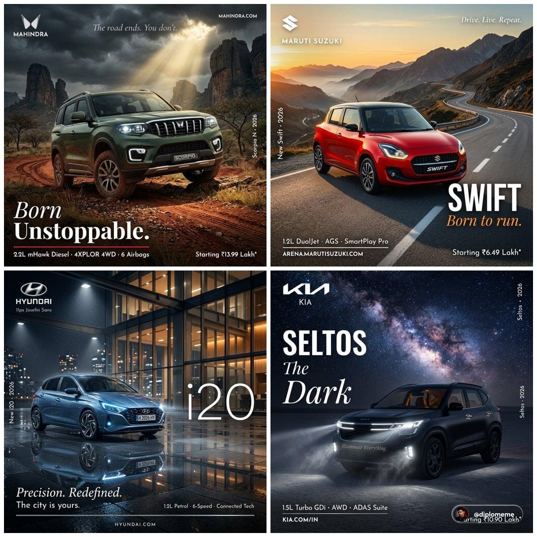 Hyper-realistic professional automotive commercial ad poster - AI image template preview