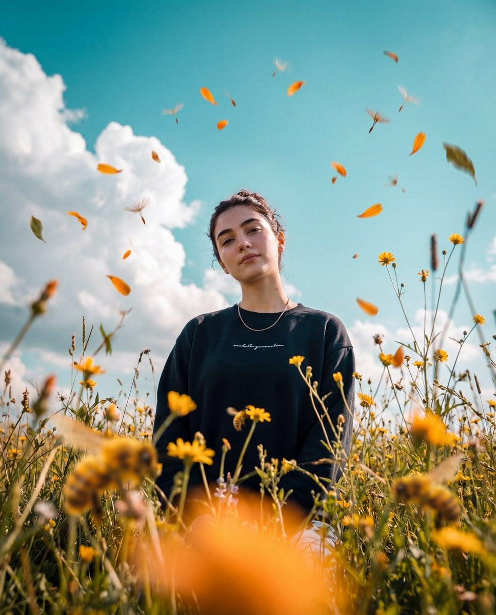 Photorealistic cinematic photo, 3 4 vertical frame, shooting from a very - AI image template preview